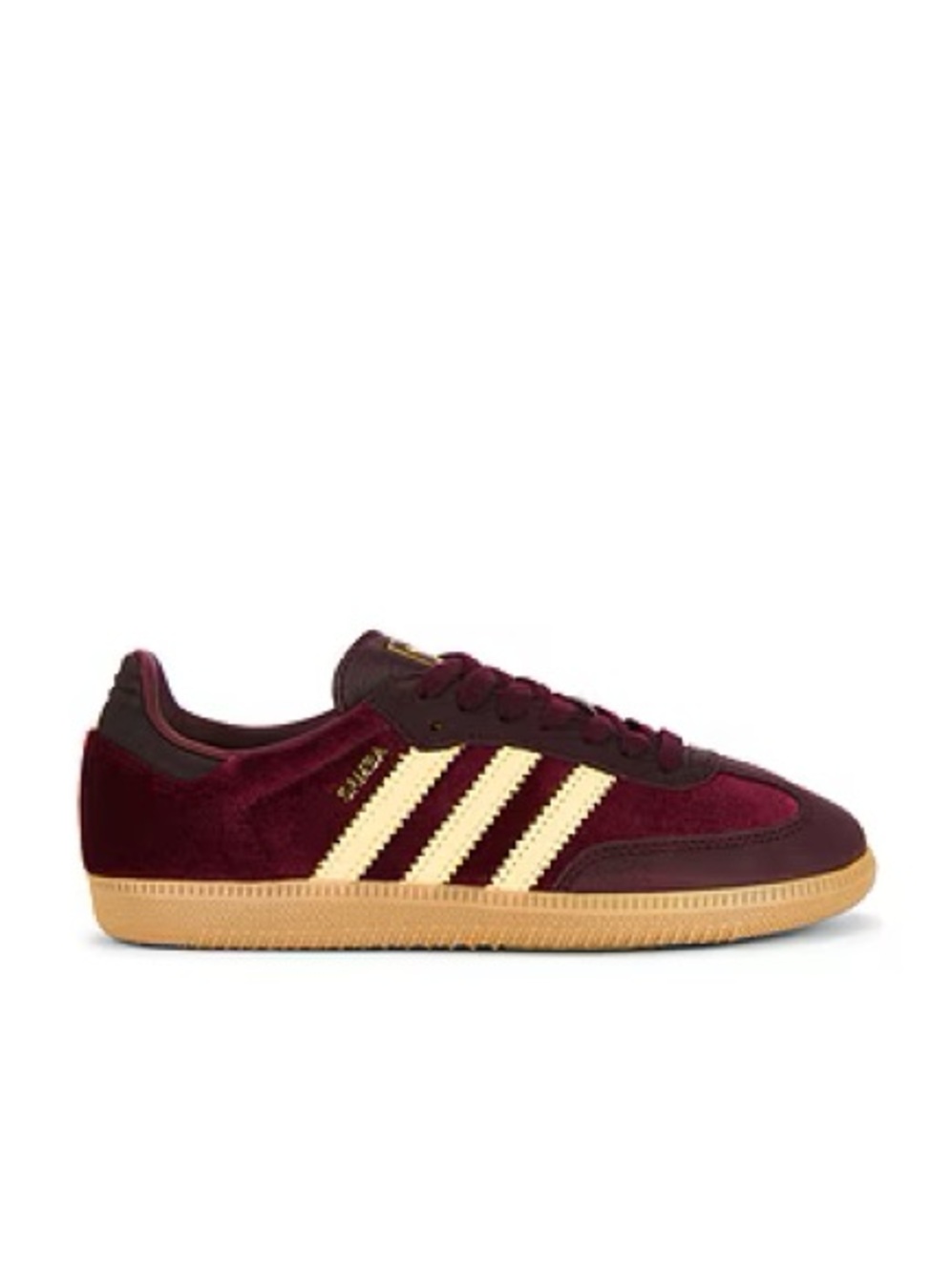 adidas Samba Sneakers in Burgundy with Yellow Stripes